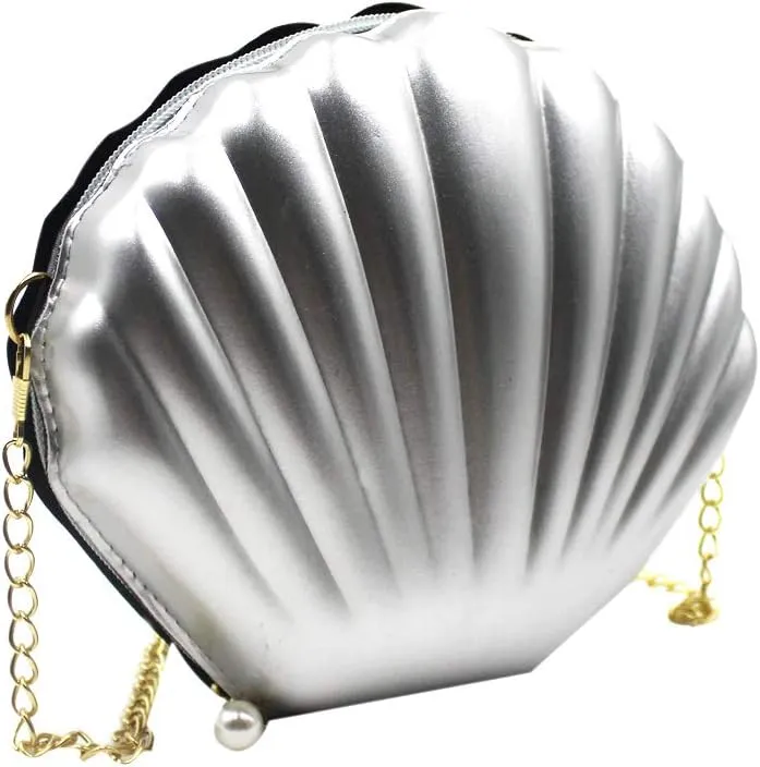 AIBEARTY Cute Seashell Shape Crossbody Purse Small Shoulder Bag with Chain for Women Little Girls