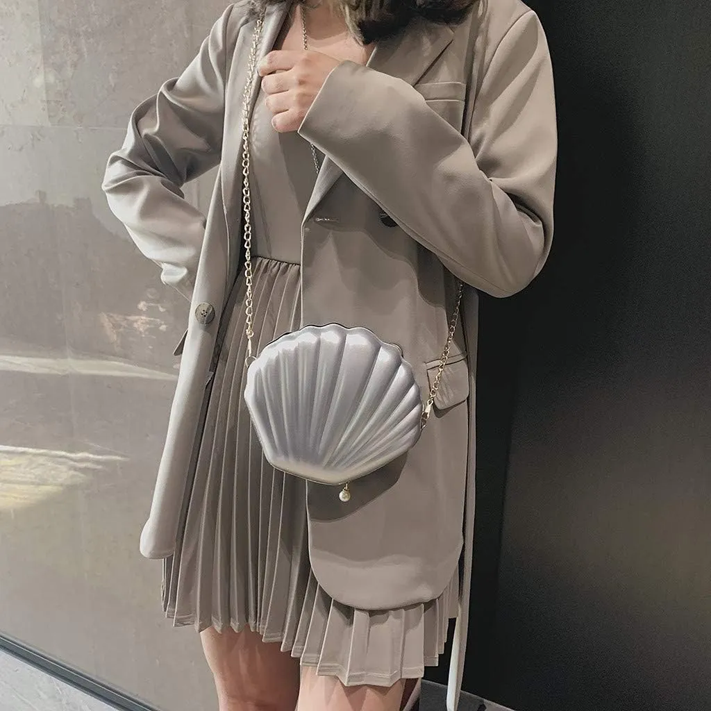 AIBEARTY Cute Seashell Shape Crossbody Purse Small Shoulder Bag with Chain for Women Little Girls