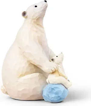 AIDLNS I Love You to The Moon and Back, Polar Bear Figurine Sculpted Hand-Painted, Collectible Figure Gift for Daughter Son Dad Mom Birthday Anniversary