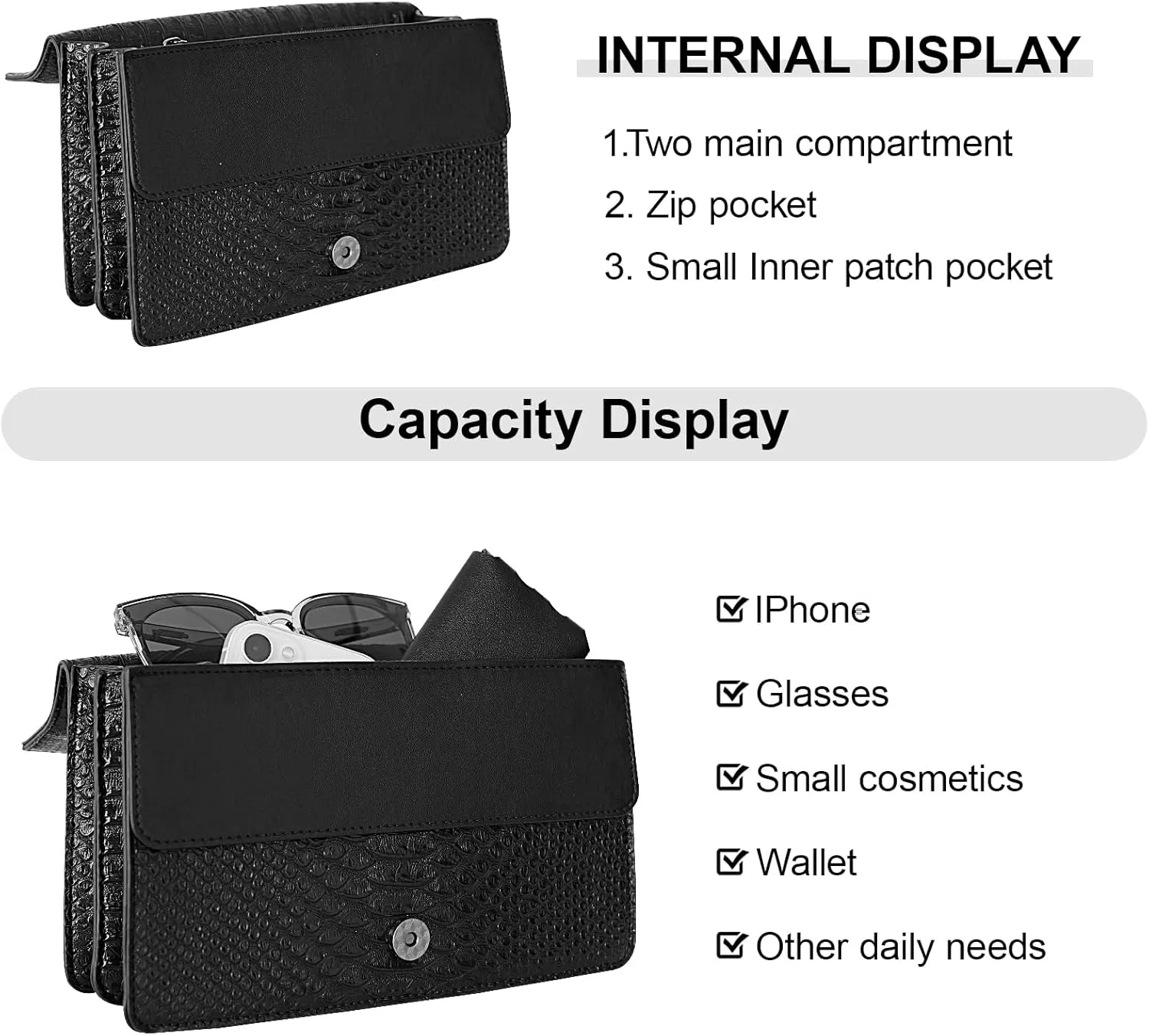 Aiqudou Crossbody Bag and Satchel Purse for Women - Fashion Snake Print Chain Purse Luxury PU Leather HandBag