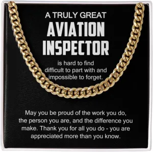 Aircraft Maintenance Technician Necklace Cuban Chain Silver - Hard To Find Difficult - Appreciation Coworker Retirement Thank You