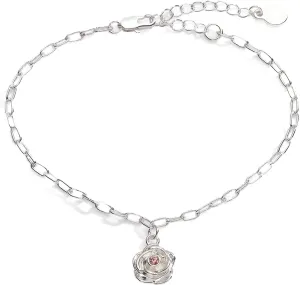 Alex and Ani Flower and Crystal Chain Bracelet:Shiny Silver:White