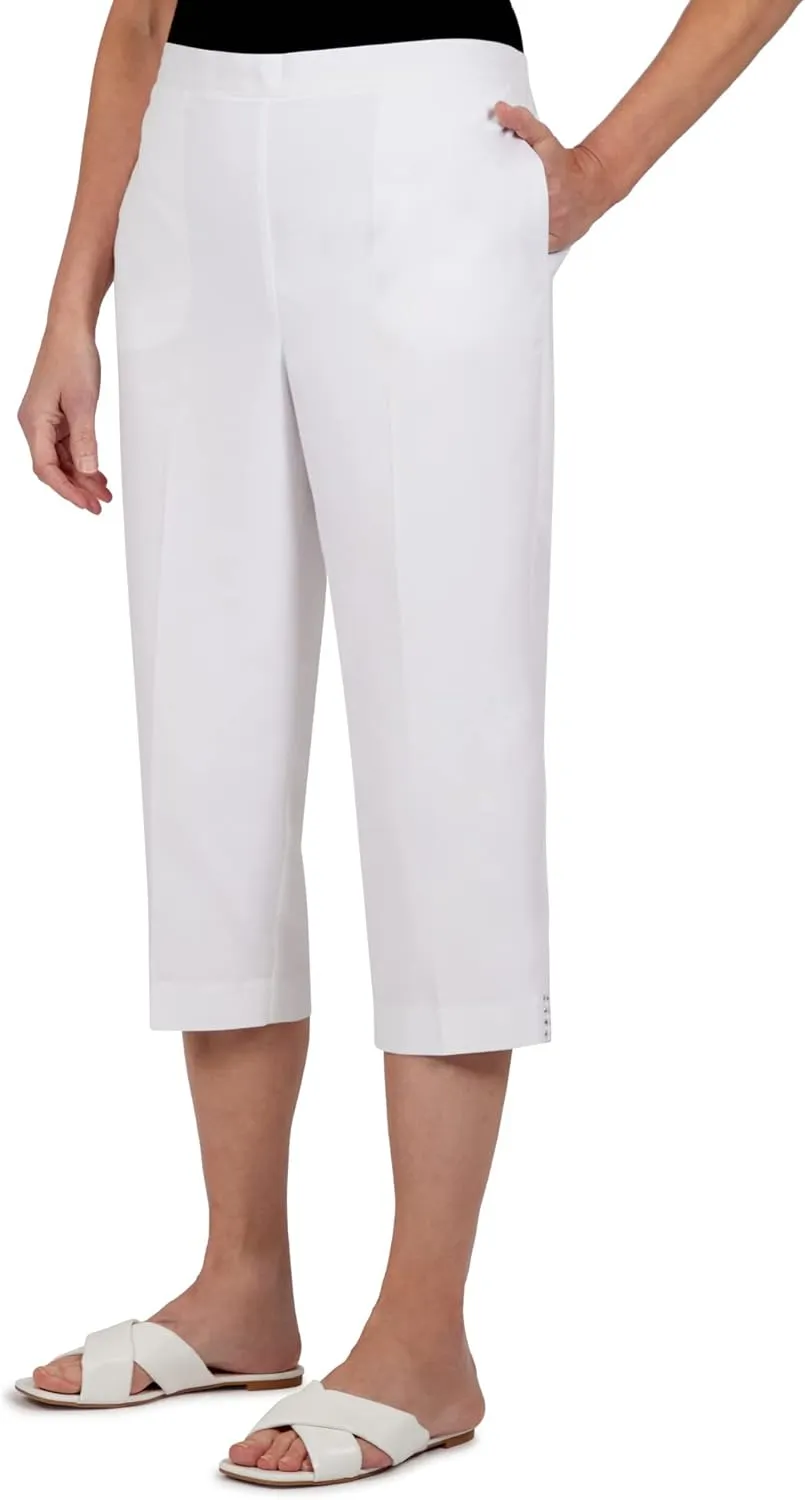 Alfred Dunner Women's Petite Embellished Cuff Twill Capri