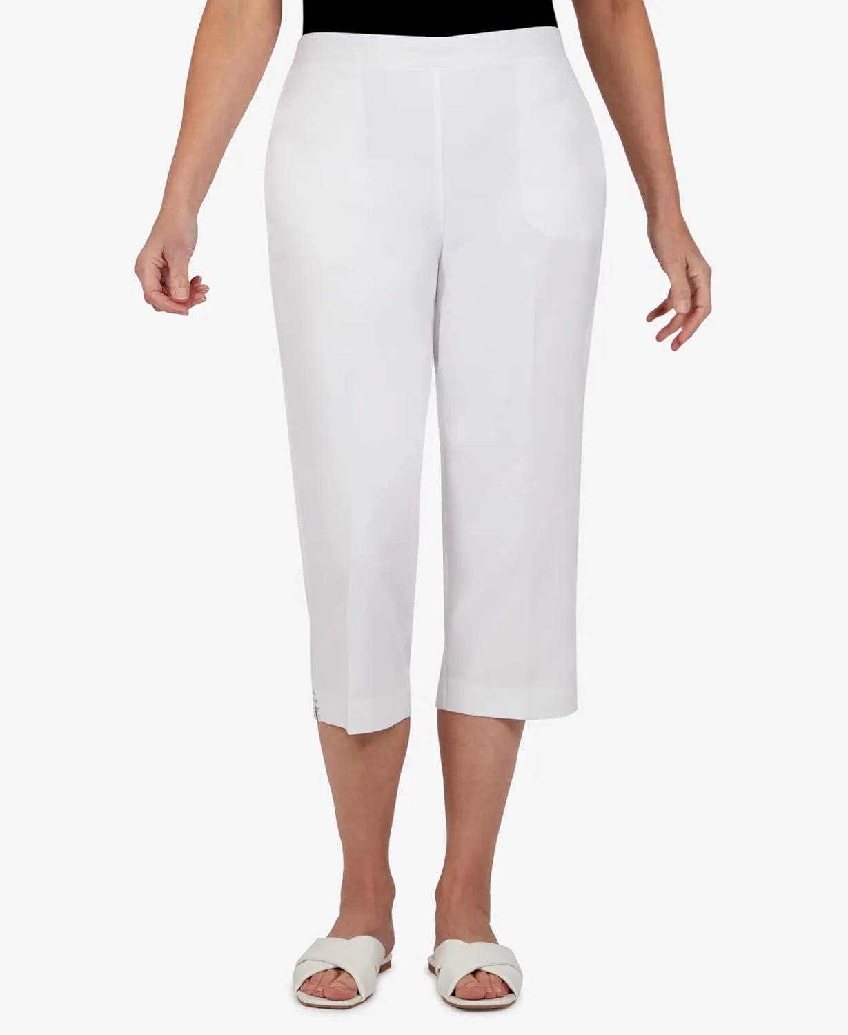 Alfred Dunner Women's Petite Embellished Cuff Twill Capri