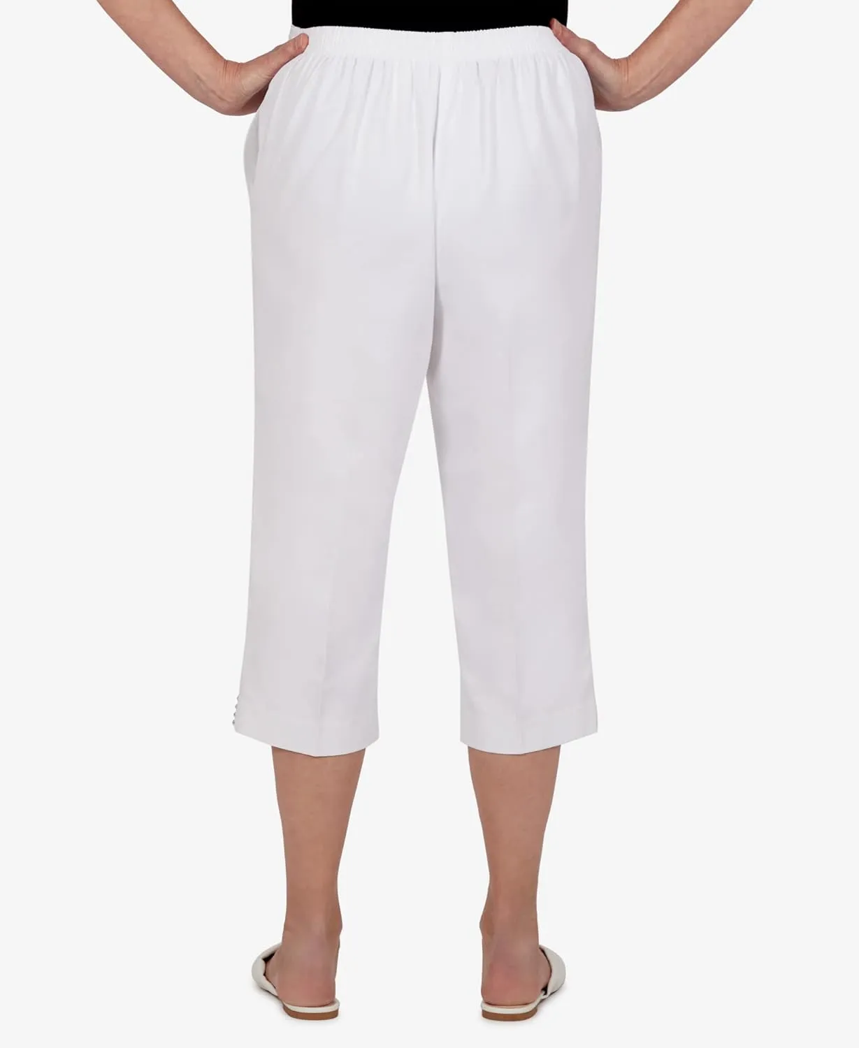 Alfred Dunner Women's Petite Embellished Cuff Twill Capri