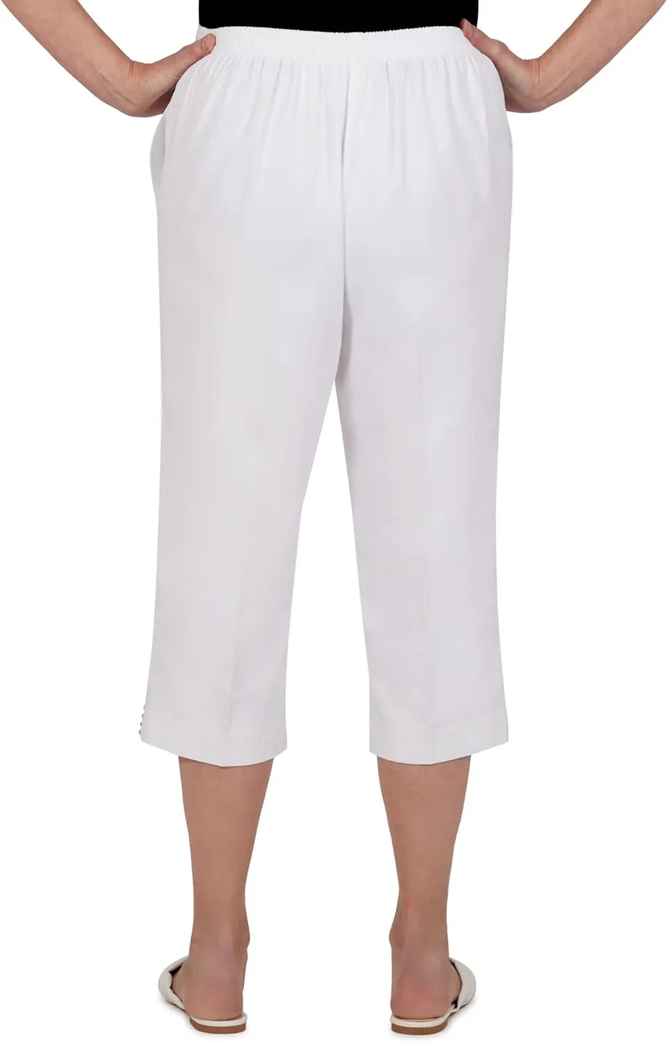 Alfred Dunner Women's Petite Embellished Cuff Twill Capri