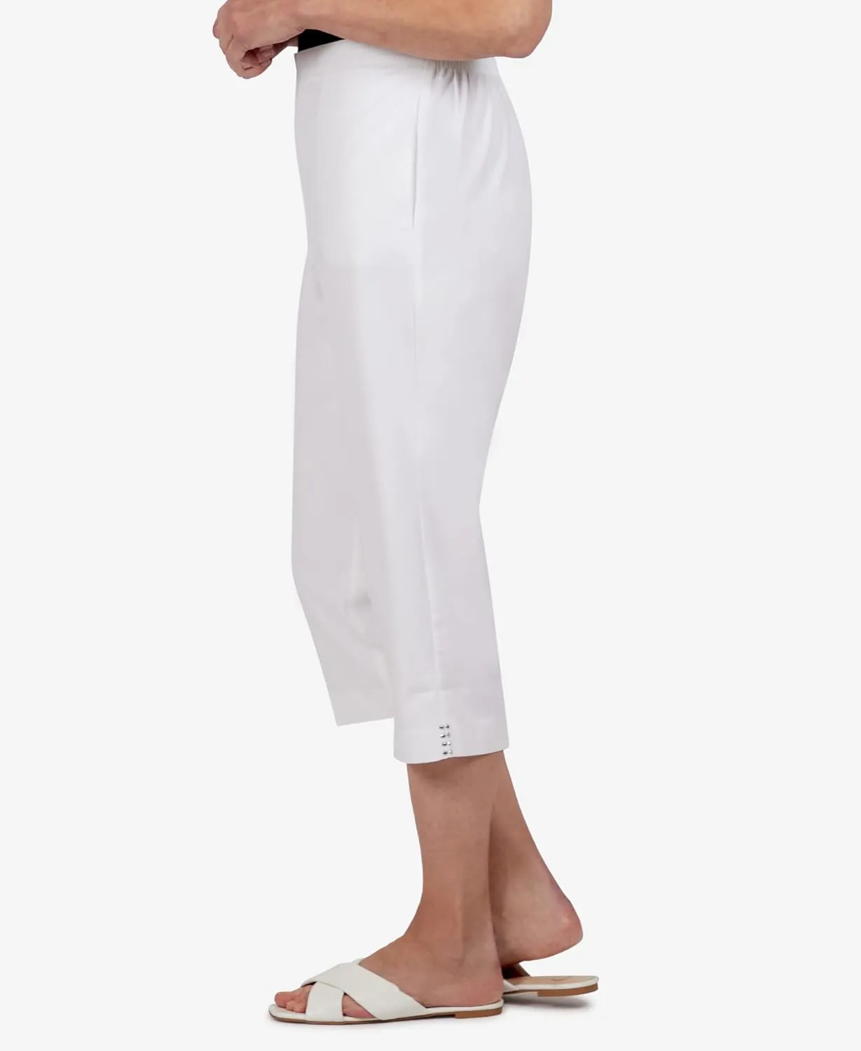 Alfred Dunner Women's Petite Embellished Cuff Twill Capri