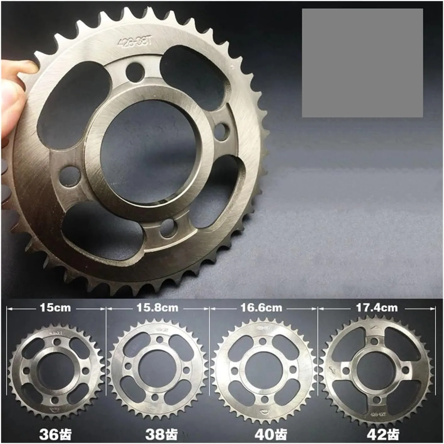 Alloy Steel 58mm 428 Chain 34T 36T 38T 40T 42T 43T 45T 48T 53T Rear Sprocket For CG125 CBF CM CBT125/150 Motorcycle Bike(34T)