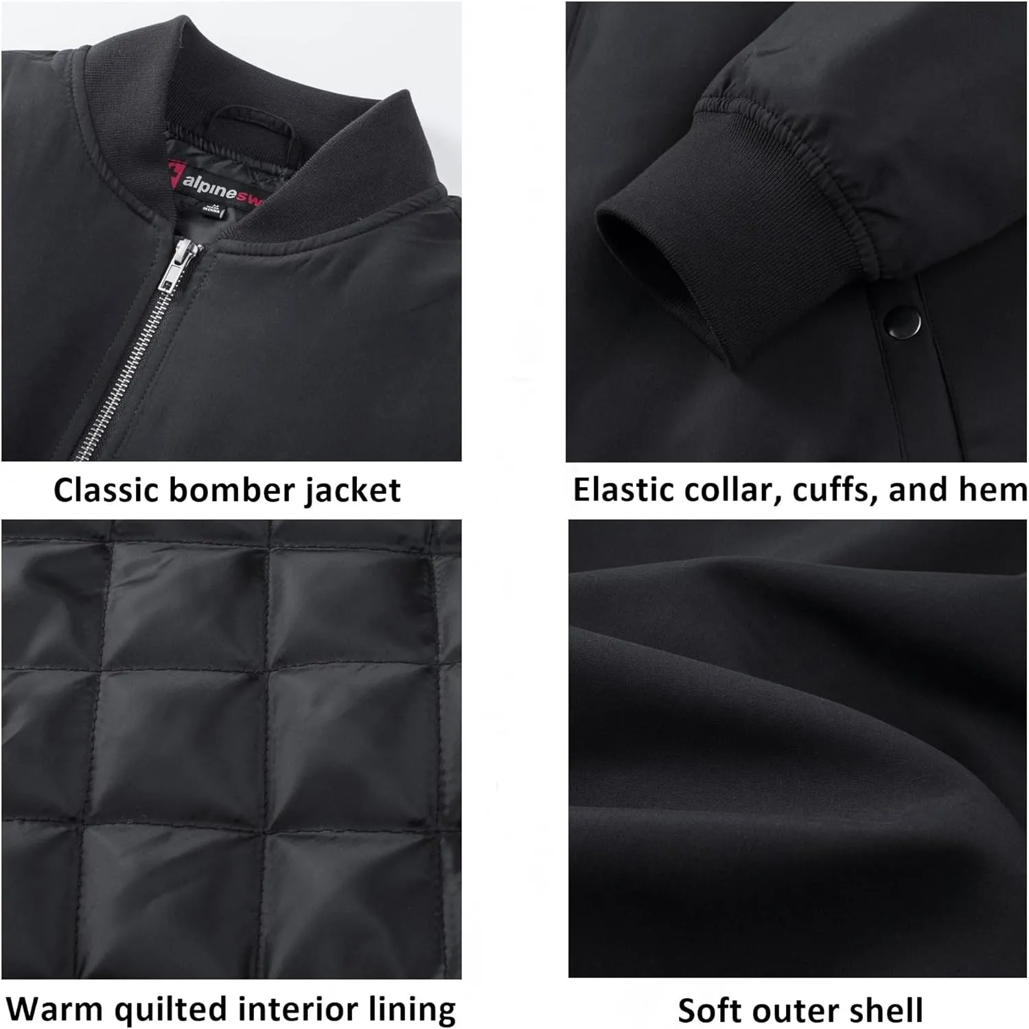 Alpine Swiss Damon Mens Bomber Jacket Lightweight Flight Jacket Windbreaker Casual Softshell Coat