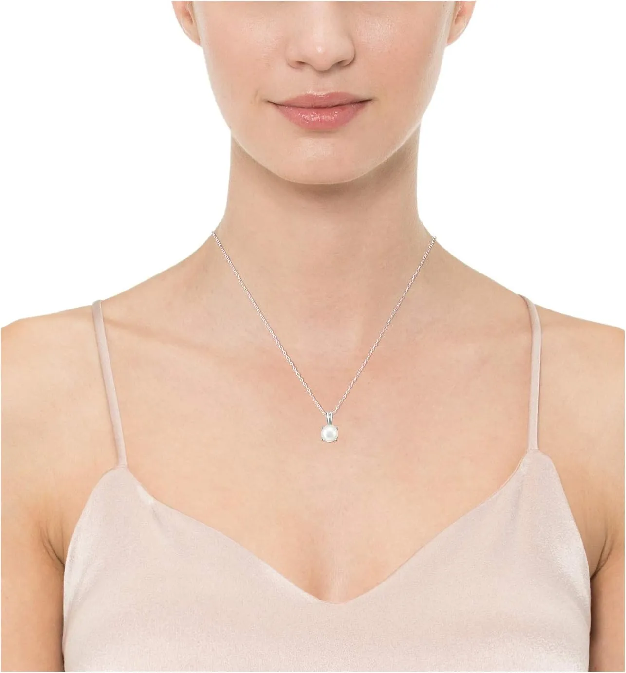 Amazon Essentials Sterling Silver Round Cut Birthstone Pendant Necklace 18" (previously Amazon Collection)