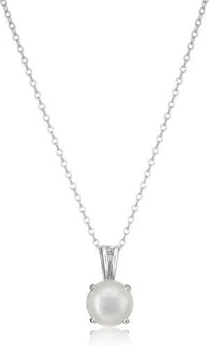 Amazon Essentials Sterling Silver Round Cut Birthstone Pendant Necklace 18" (previously Amazon Collection)