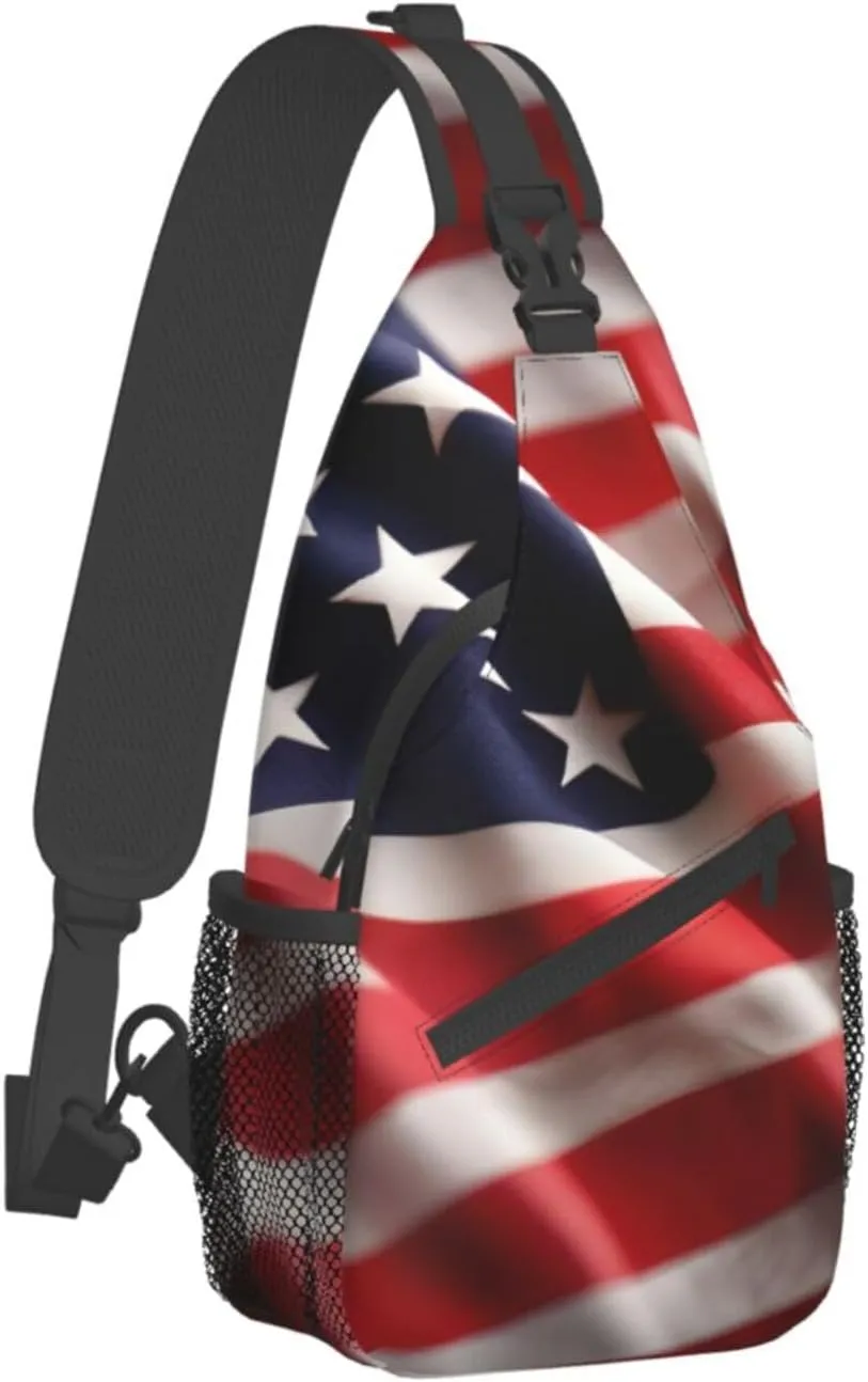 American Flag Unisex Casual Diagonal Chest Bag,Multipurpose Crossbody Shoulder Bag Travel Hiking Daypack