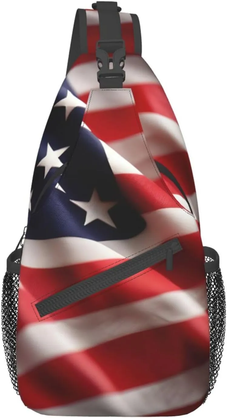 American Flag Unisex Casual Diagonal Chest Bag,Multipurpose Crossbody Shoulder Bag Travel Hiking Daypack