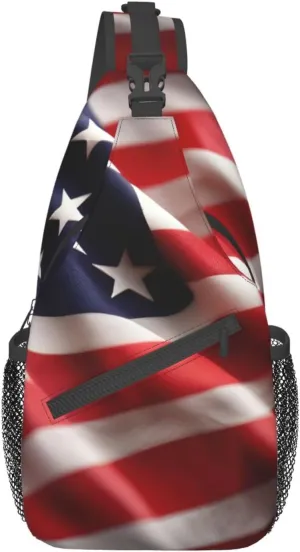 American Flag Unisex Casual Diagonal Chest Bag,Multipurpose Crossbody Shoulder Bag Travel Hiking Daypack