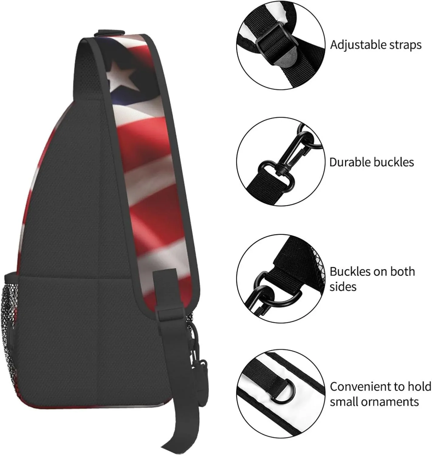 American Flag Unisex Casual Diagonal Chest Bag,Multipurpose Crossbody Shoulder Bag Travel Hiking Daypack