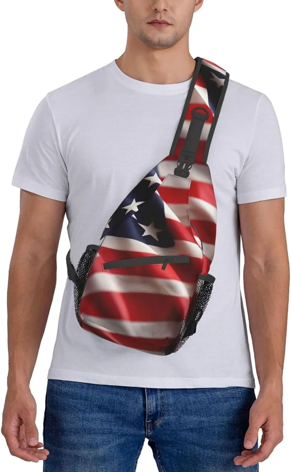 American Flag Unisex Casual Diagonal Chest Bag,Multipurpose Crossbody Shoulder Bag Travel Hiking Daypack