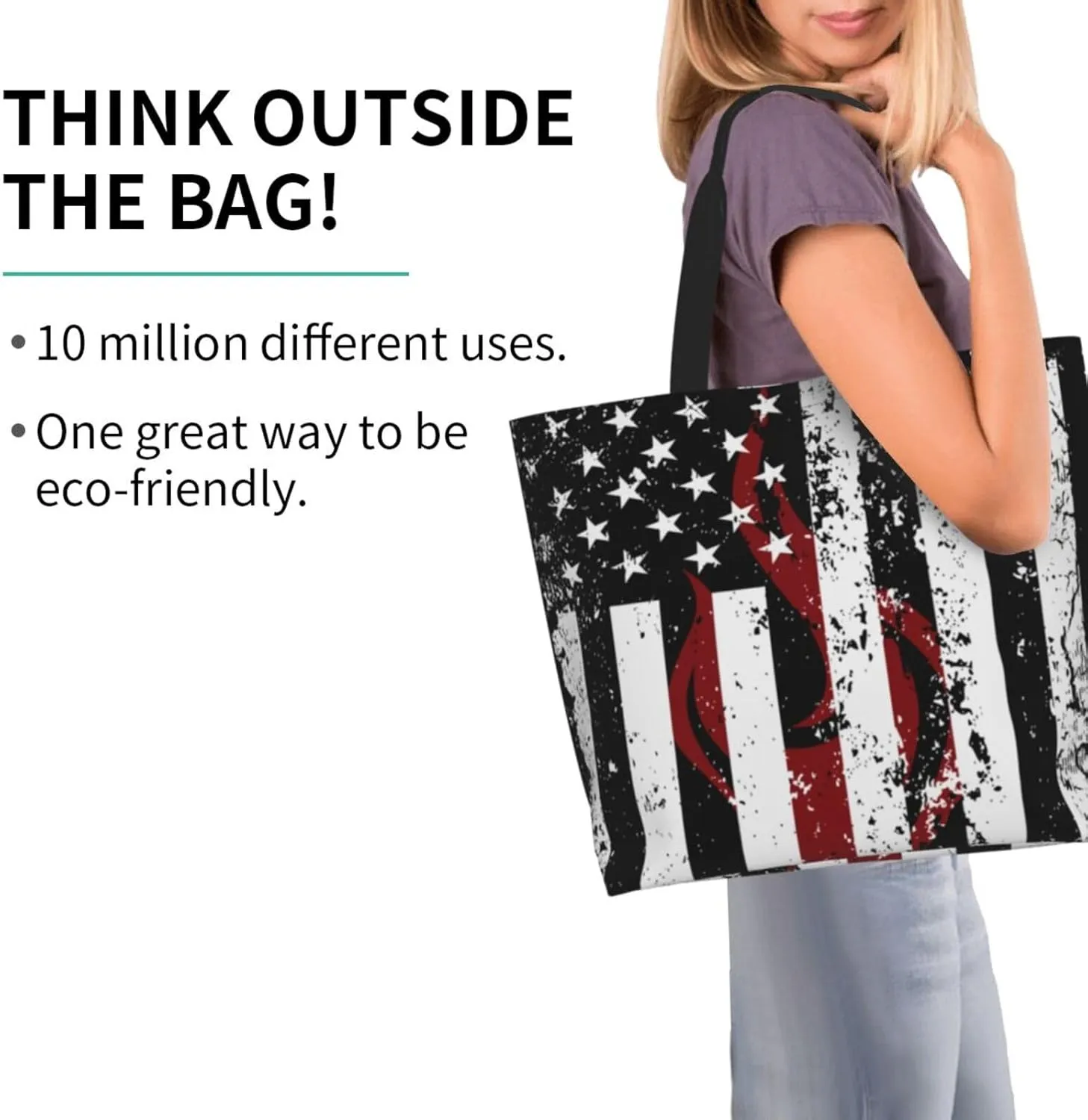 American Motorcycle Flag Dirt Bike Women's Tote Bag Large Capacity Single Shoulder Bags Handbag for Shopping Work