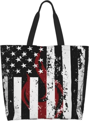 American Motorcycle Flag Dirt Bike Women's Tote Bag Large Capacity Single Shoulder Bags Handbag for Shopping Work