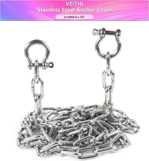 Anchor Chain,316 Stainless Steel Boat Anchor Chain, Anchor Chain for Boats with 2 Pcs Shackles,Marine Grade(3 Size)