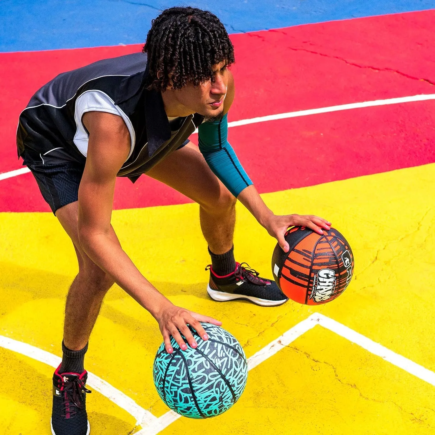 AND1 Fantom Graffiti Rubber Basketball - Streetball for Indoor and Outdoor Use, Deep Channel Construction and Durability