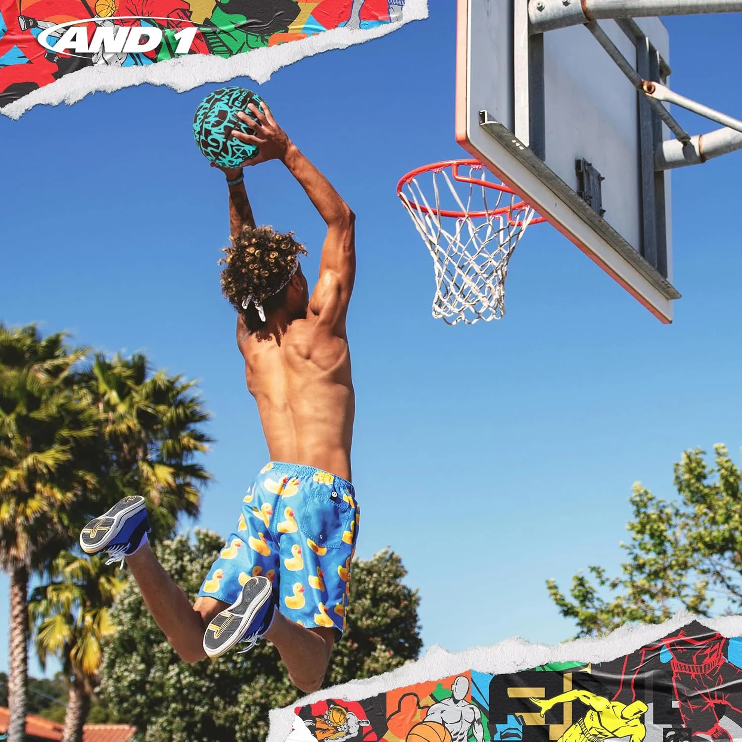 AND1 Fantom Graffiti Rubber Basketball - Streetball for Indoor and Outdoor Use, Deep Channel Construction and Durability
