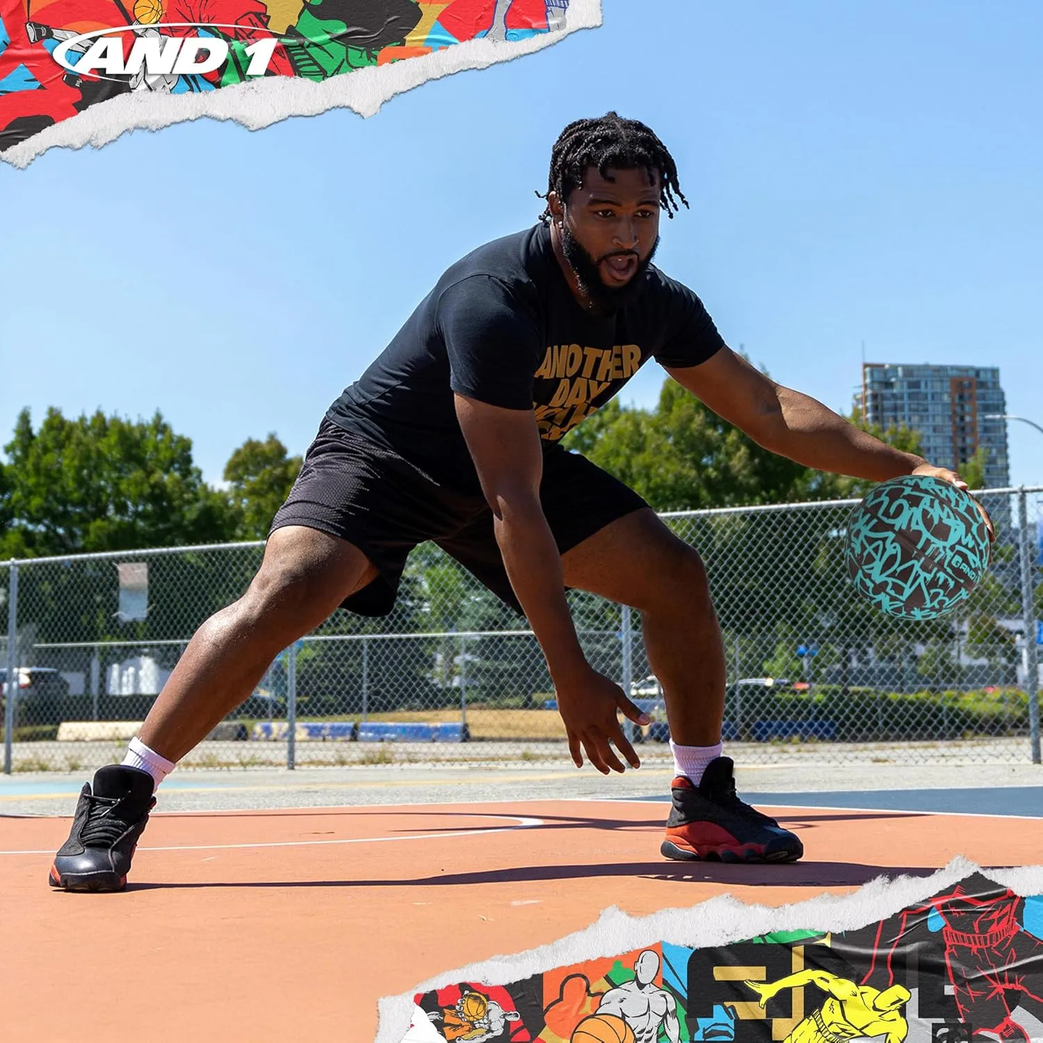 AND1 Fantom Graffiti Rubber Basketball - Streetball for Indoor and Outdoor Use, Deep Channel Construction and Durability