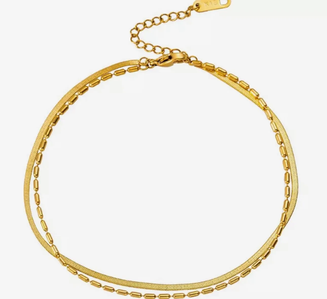 Ankle Bracelet Double Chain Snake Bubble Anklet