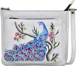 Anna by Anuschka Hand Painted Women’s Genuine Leather Medium Crossbody Handbag,