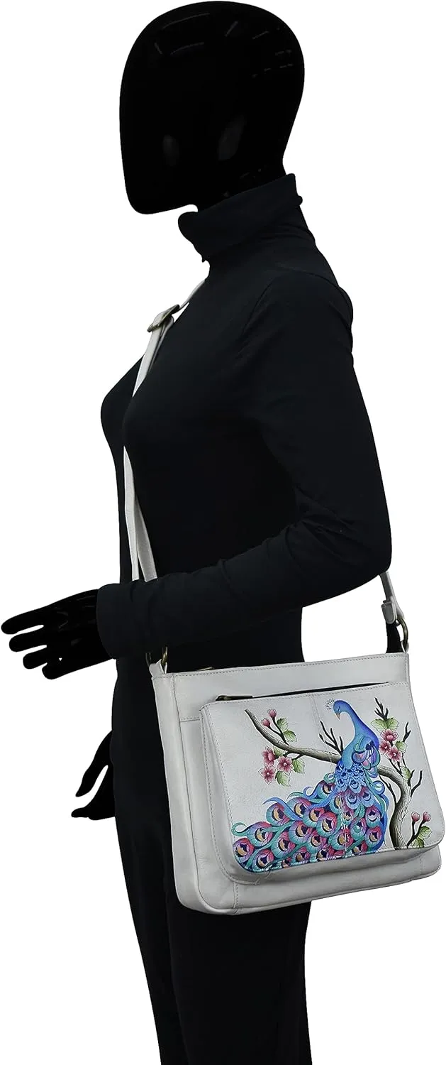 Anna by Anuschka Hand Painted Women’s Genuine Leather Medium Crossbody Handbag,