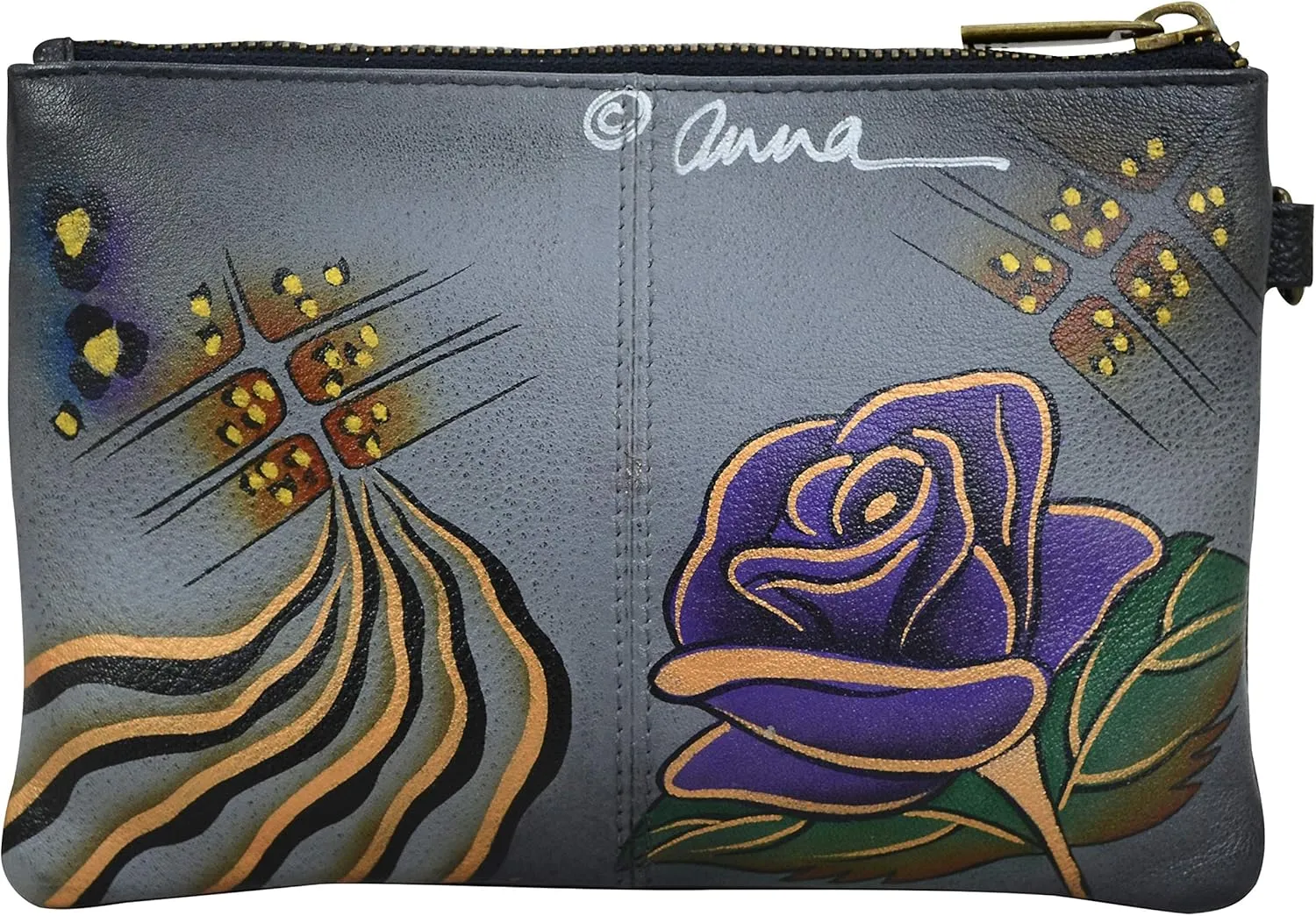 Anna by Anuschka Hand Painted Women’s Leather Wristlet Organizer Wallet