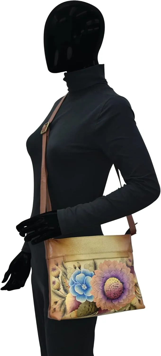 Anna by Anuschka Women Hand Painted Leather Medium Crossbody