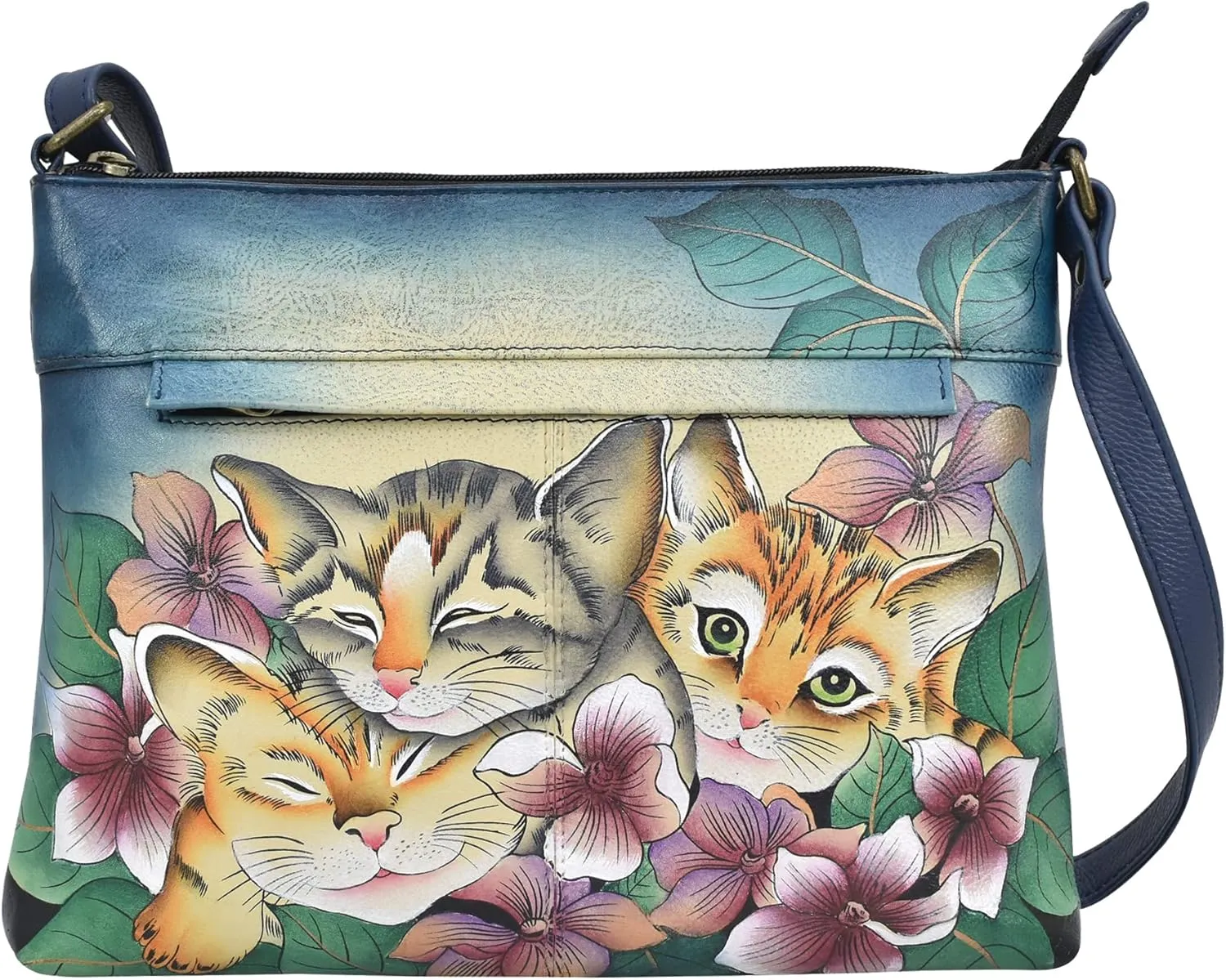 Anna by Anuschka Women Hand Painted Leather Medium Crossbody