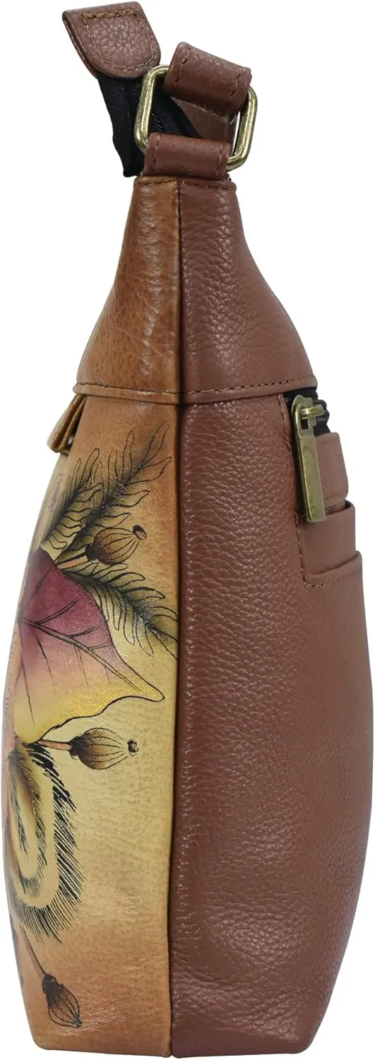 Anna by Anuschka Women Hand Painted Leather Medium Crossbody