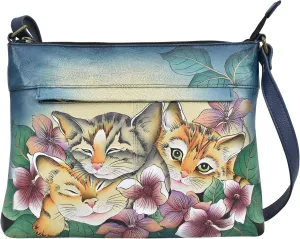 Anna by Anuschka Women Hand Painted Leather Medium Crossbody