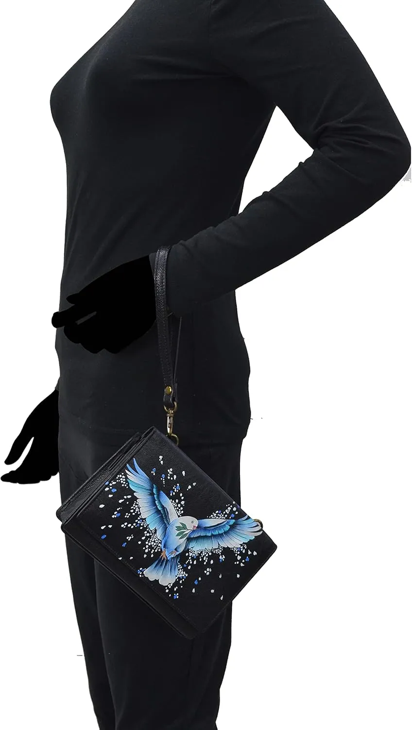 Anna by Anuschka Women's Hand-Painted Genuine Leather 4-In-1 Organizer Crossbody/Belt Bag/Clutch/Wristlet