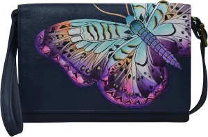 Anna by Anuschka Women's Hand-Painted Genuine Leather 4-In-1 Organizer Crossbody/Belt Bag/Clutch/Wristlet