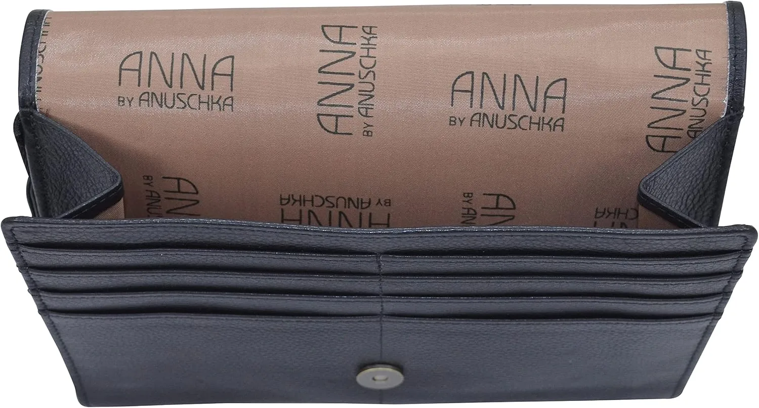 Anna by Anuschka Women's Hand-Painted Genuine Leather 4-In-1 Organizer Crossbody/Belt Bag/Clutch/Wristlet
