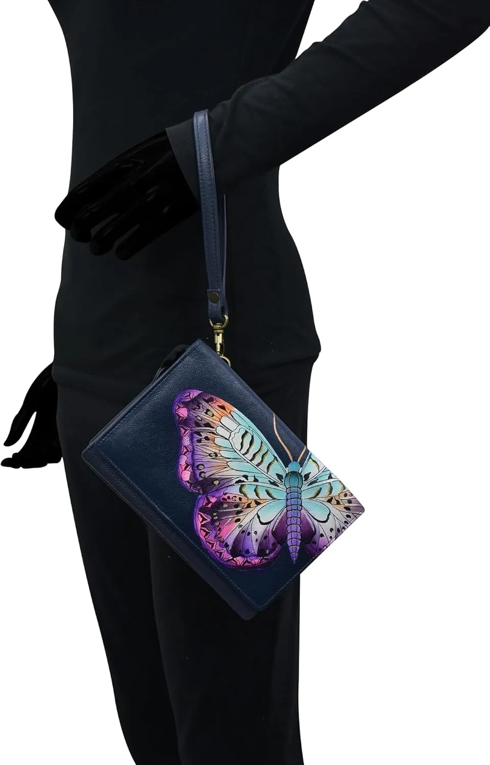 Anna by Anuschka Women's Hand-Painted Genuine Leather 4-In-1 Organizer Crossbody/Belt Bag/Clutch/Wristlet