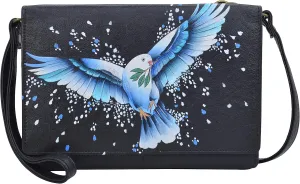 Anna by Anuschka Women's Hand-Painted Genuine Leather 4-In-1 Organizer Crossbody/Belt Bag/Clutch/Wristlet