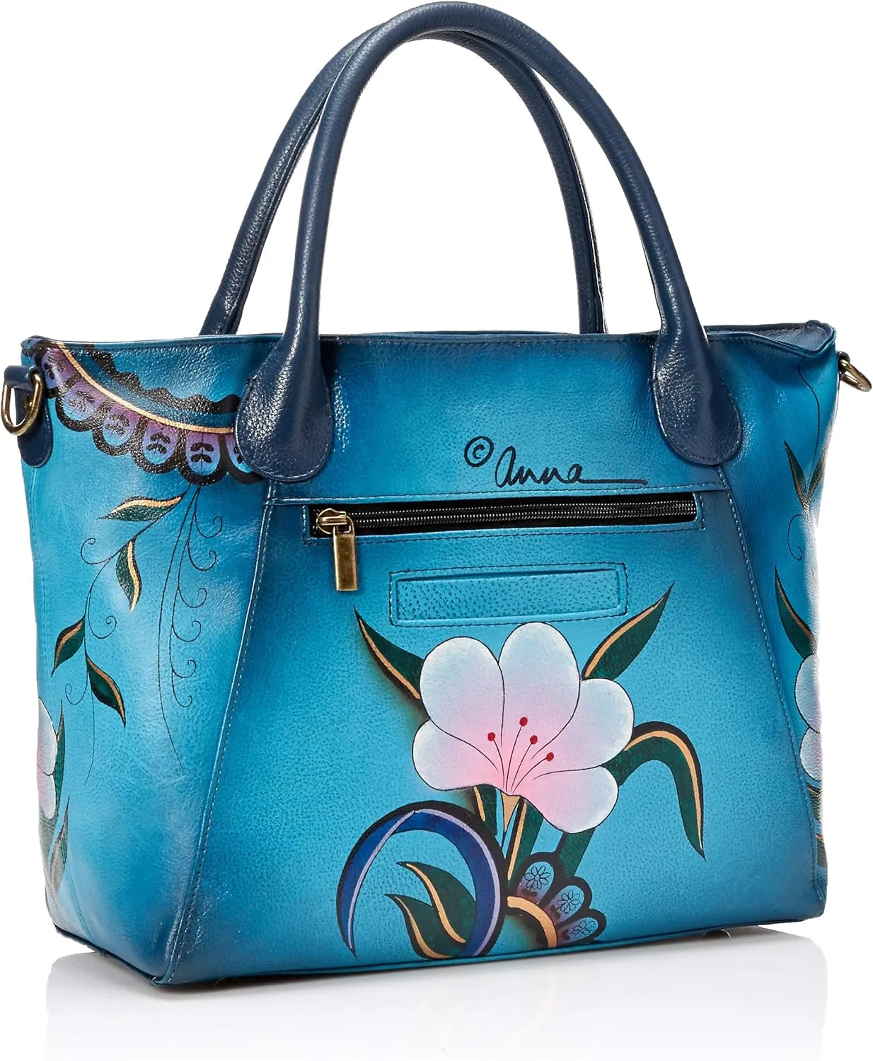 Anna by Anuschka Women's Leather Large Slouch Tote Bag, Hand Painted Original Artwork