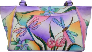 Anna by Anuschka Women's Leather Small Tote Handbag, Hand-Painted Original Artwork
