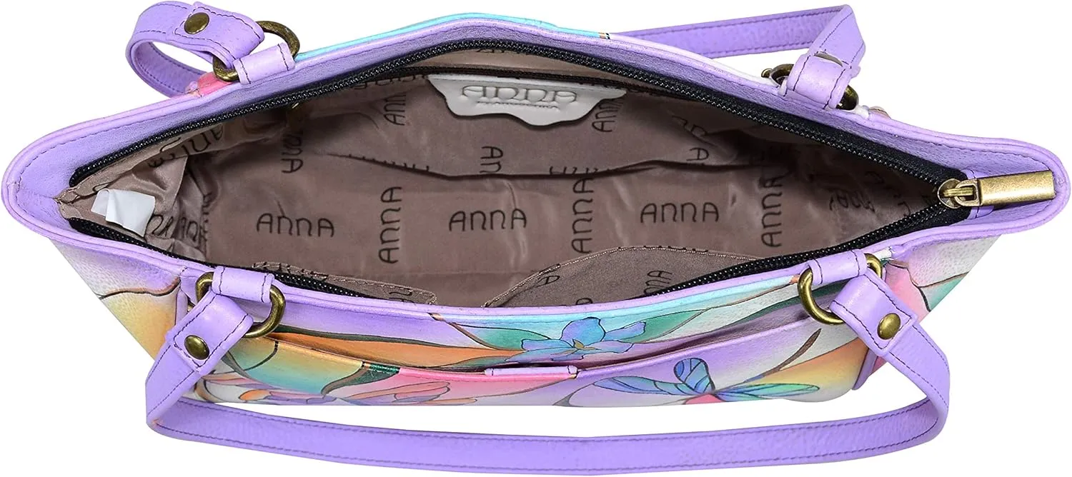 Anna by Anuschka Women's Leather Small Tote Handbag, Hand-Painted Original Artwork