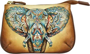 Anuschka Women’s Hand-Painted Genuine Leather Medium Zip Pouch - Coin and Key Pouch - Zippered, 2 Key Fobs
