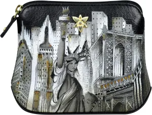 Anuschka Women's Original Genuine Leather Hand-Painted Multipurpose Zip Pouch - Coin Purse with Top Zip Closure