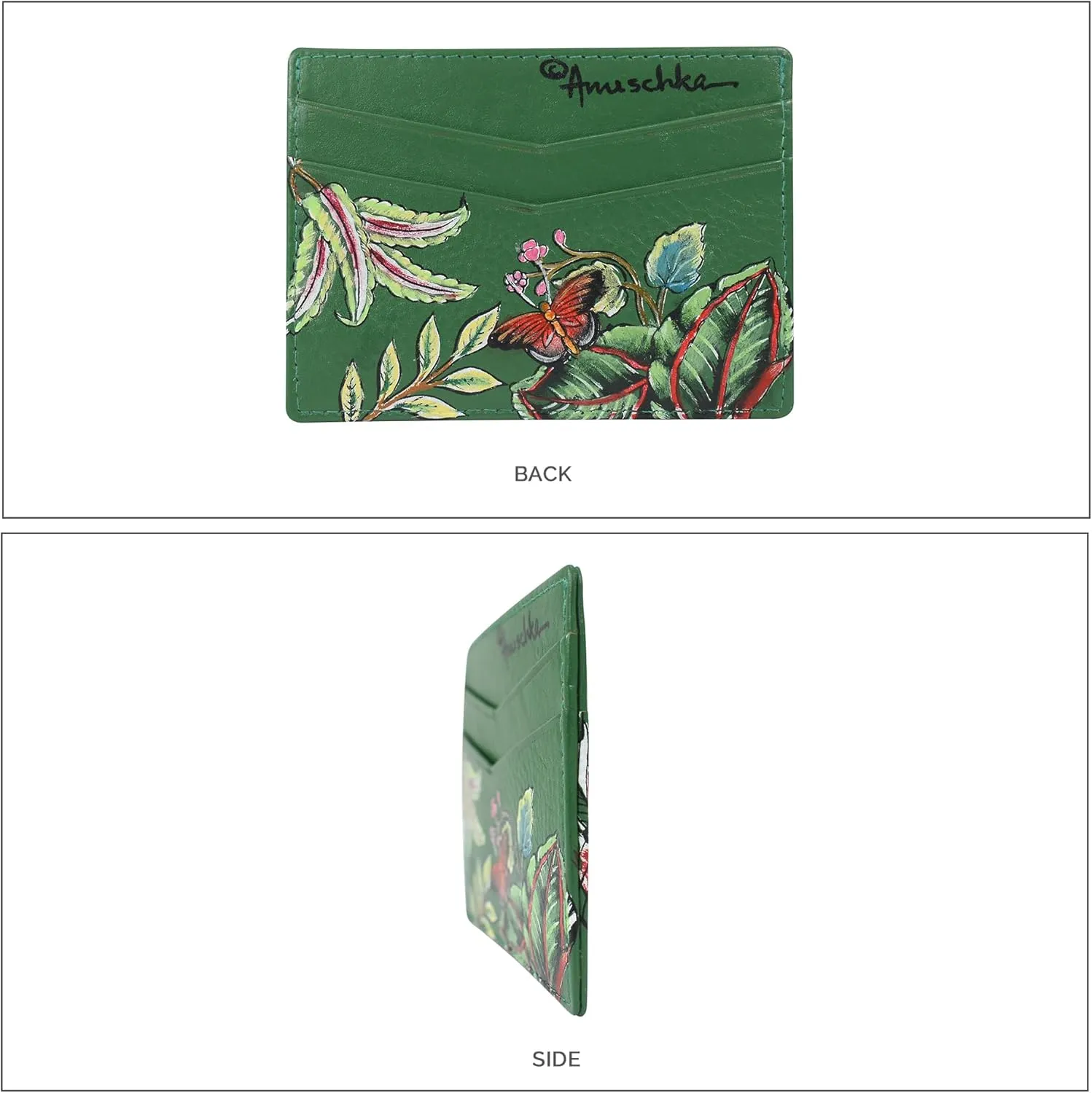 Anuschka Women’s Original Hand-Painted Genuine Leather Credit Card Case - Dancing Leaves