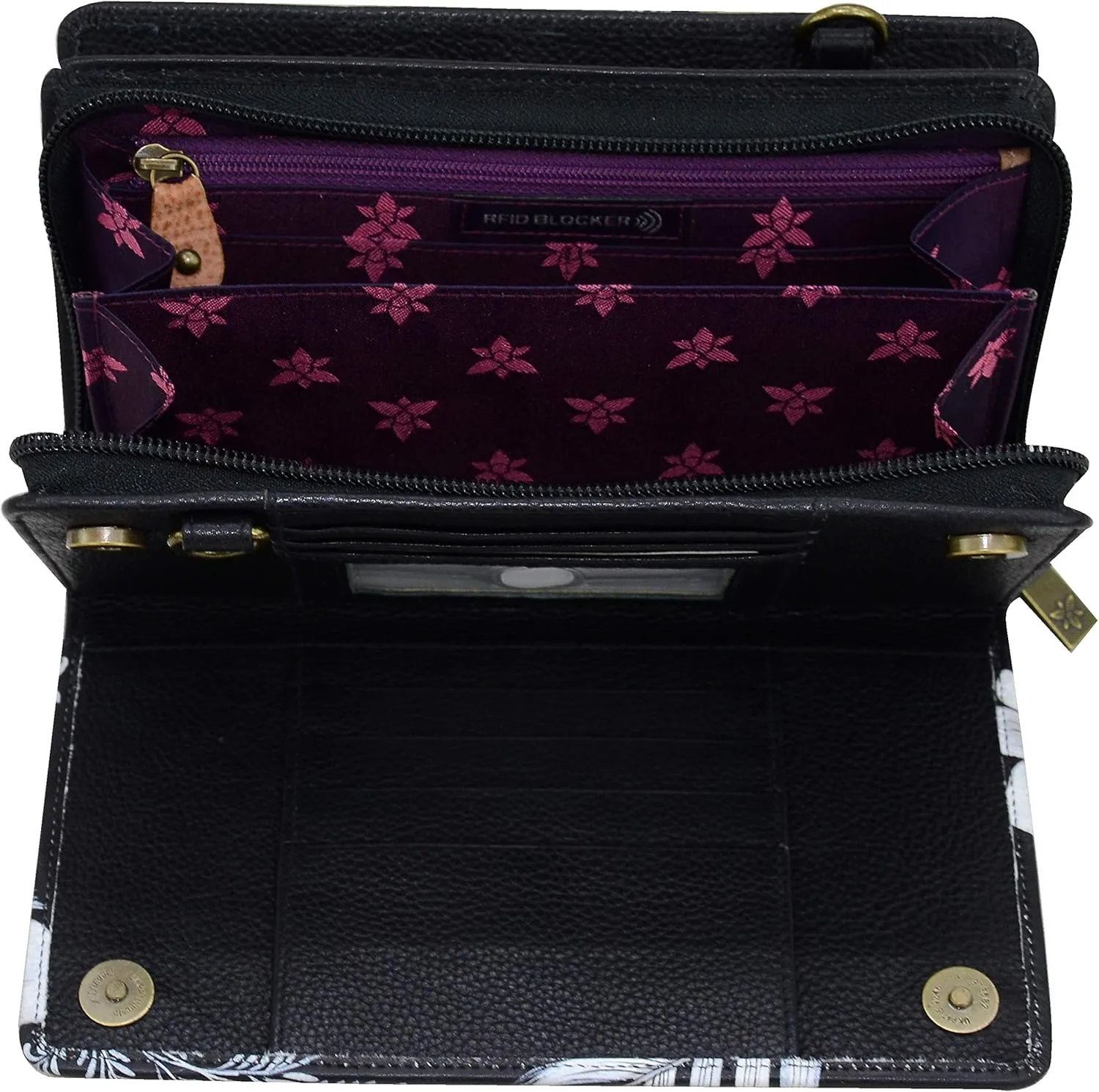 Anuschka Women's Original Hand-Painted Leather RFID Blocking Organizer Wallet
