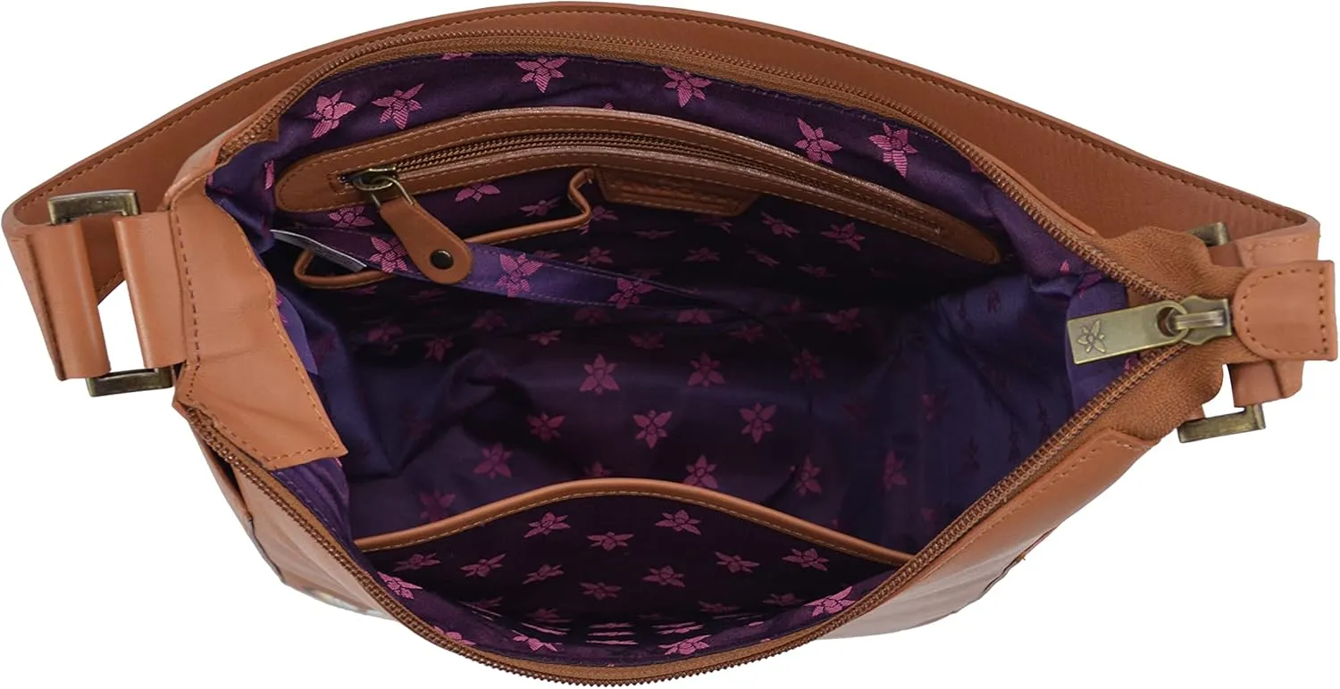 Anuschka Women's Original Hand-Painted Vegetable Tanned Leather Classic Hobo with Side Pockets