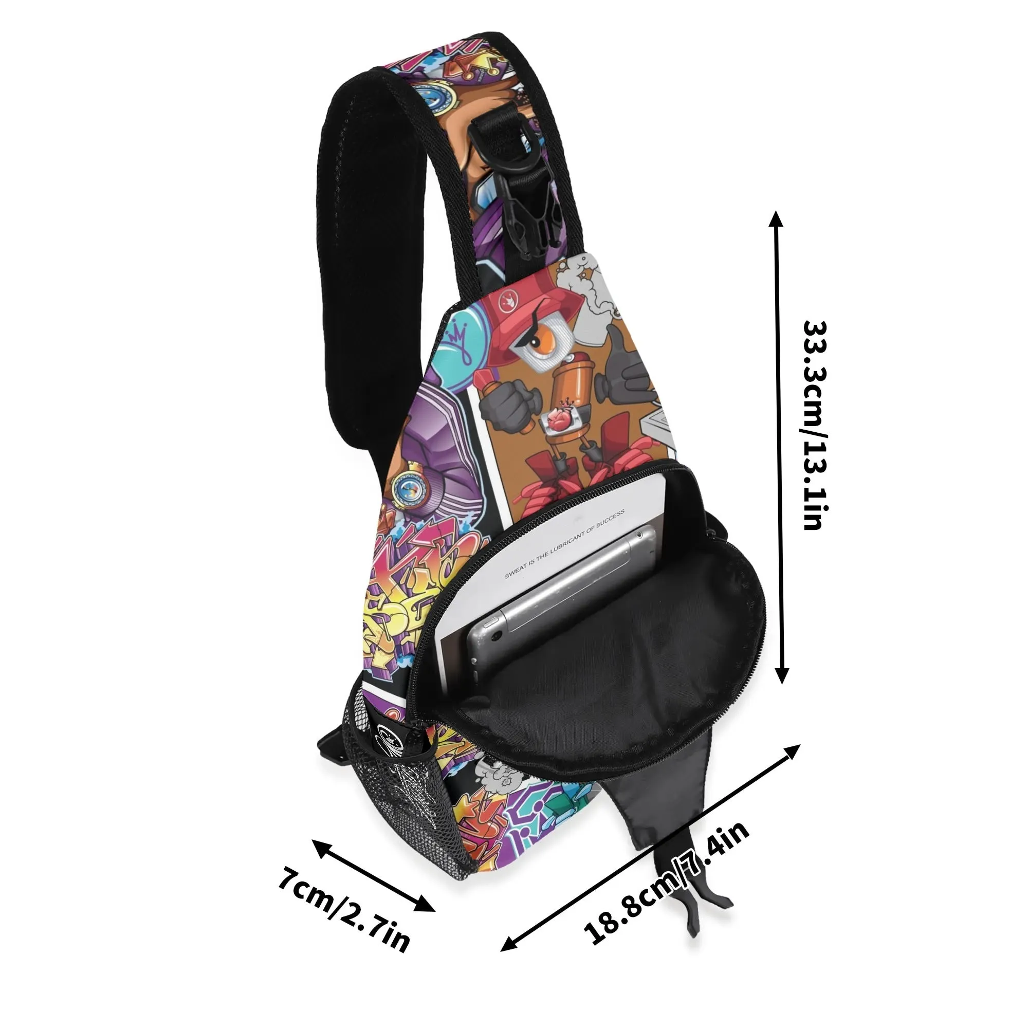 AOP Graffiti Chest Crossbody Bag with Adjustable Strap Comic Stykonz #1