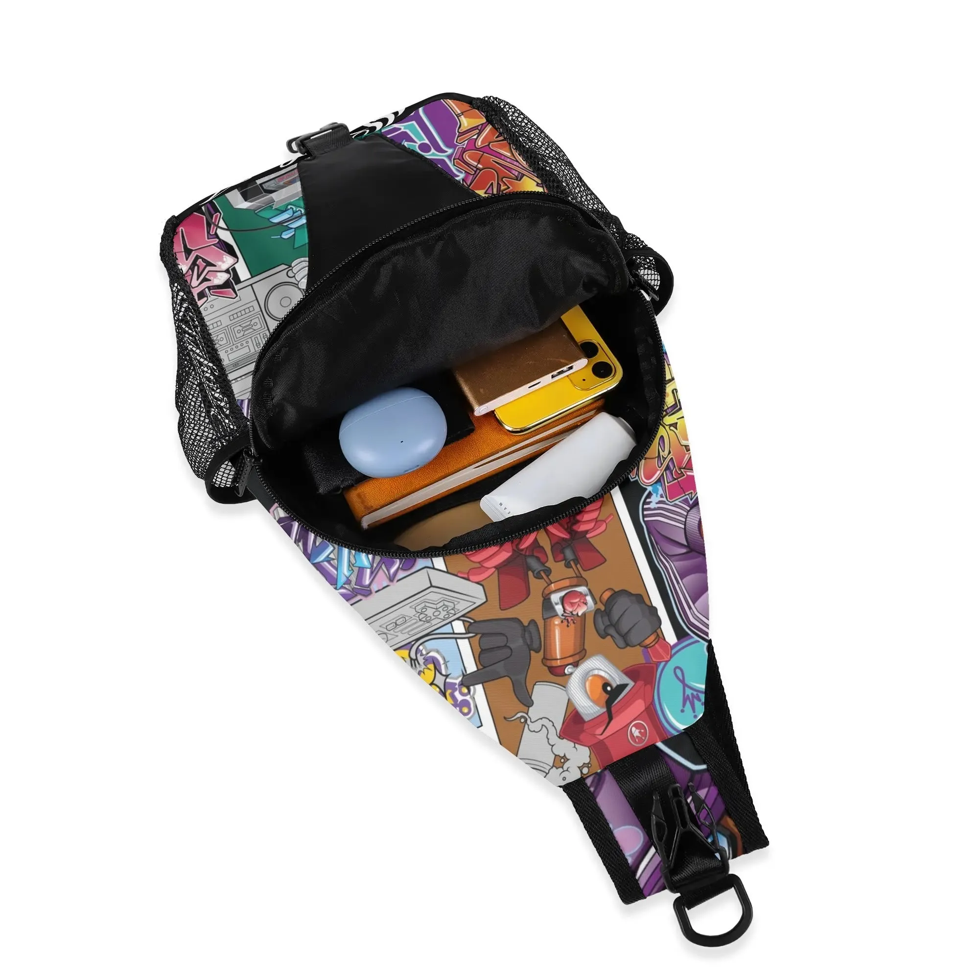 AOP Graffiti Chest Crossbody Bag with Adjustable Strap Comic Stykonz #1