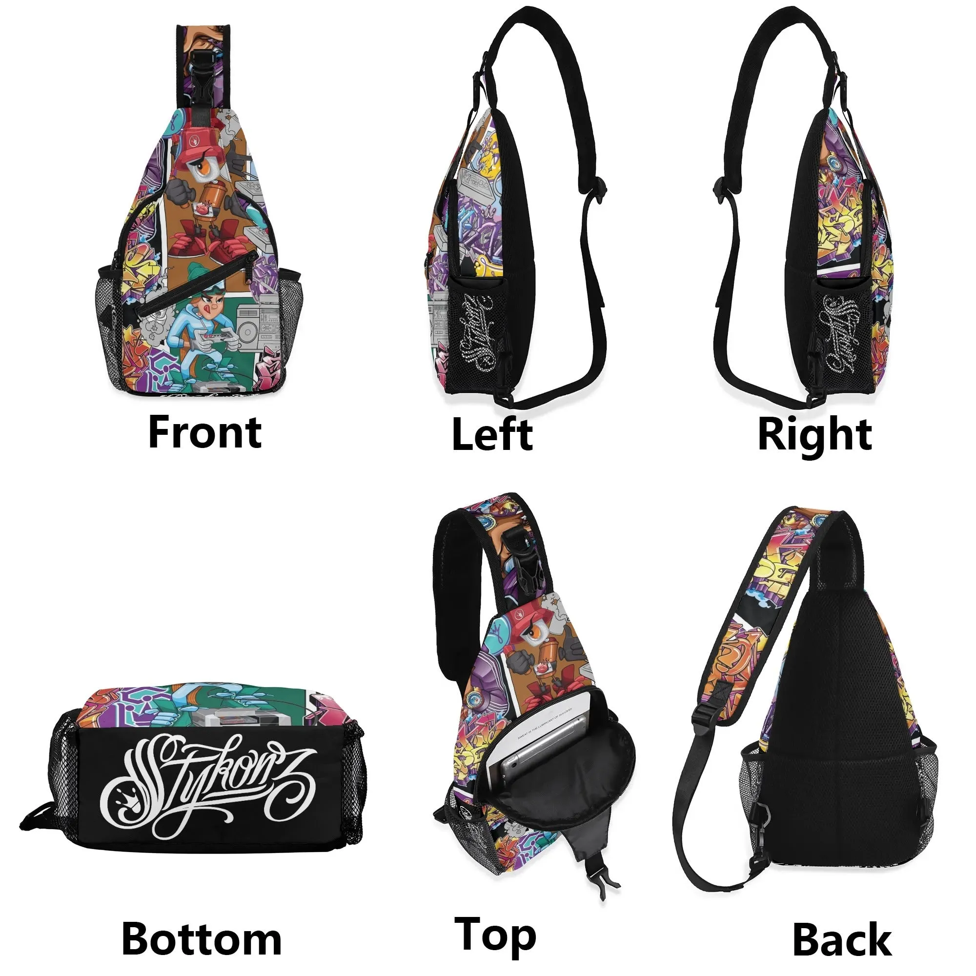 AOP Graffiti Chest Crossbody Bag with Adjustable Strap Comic Stykonz #1